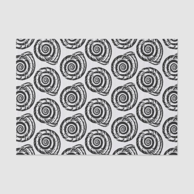 Papier Mousseline Bloc de coquillages en spirale Impression, noir et (Recto)