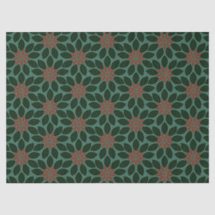 Papier Mousseline Bloc Imprimer Carrelage Fleurs vert foncé rouge