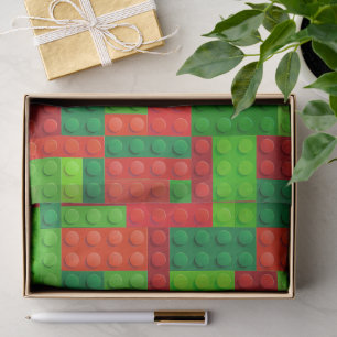Papier Mousseline Blocs de briques de construction rouge et verte