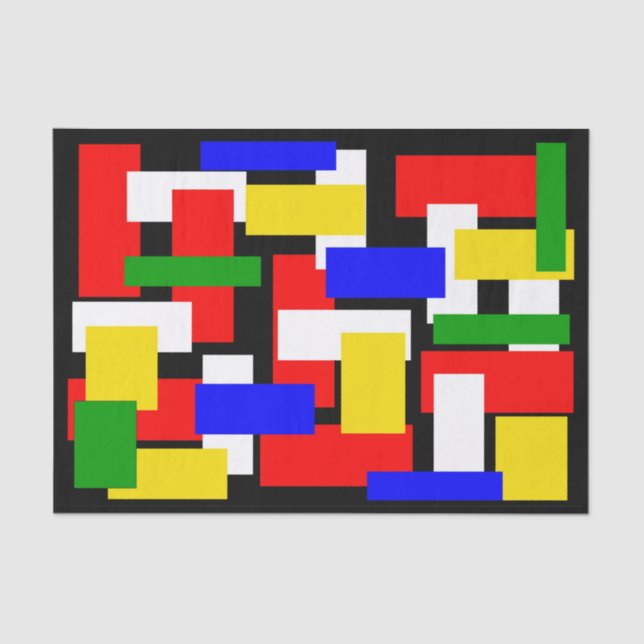 Papier Mousseline Blocs rouge, jaune, noir, bleu et vert (Recto)