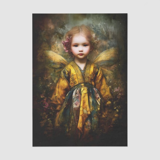 Papier Mousseline Blonde mignonne Fée d'enfant magique EG6L Découpag (Recto)