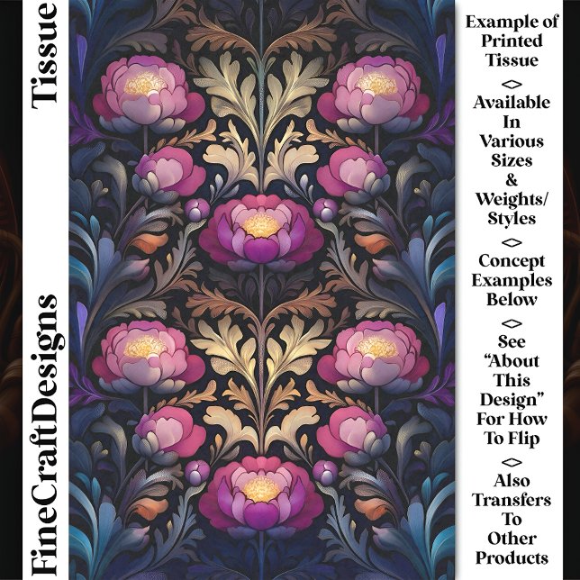 Papier Mousseline Blooms de pivoines roses et magenta dynamiques CT3 (Créateur téléchargé)