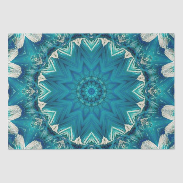 Papier Mousseline Blue Aqua Mandala Rosette Retro Hippie (Recto)