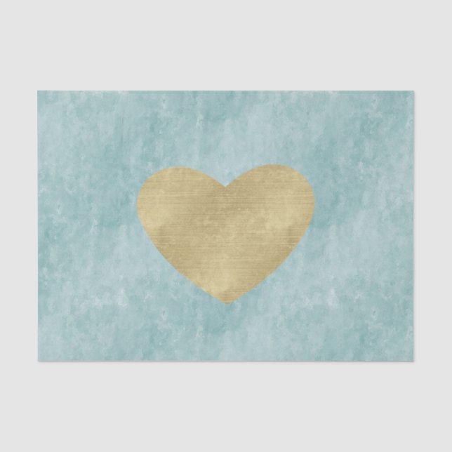 Papier Mousseline Blue Bliss Gold Heart (Recto)