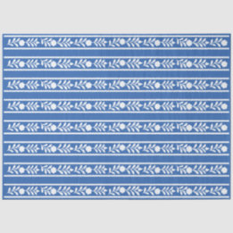 Papier Mousseline Blue Bone Inlay Floral Border Decoupage Paper