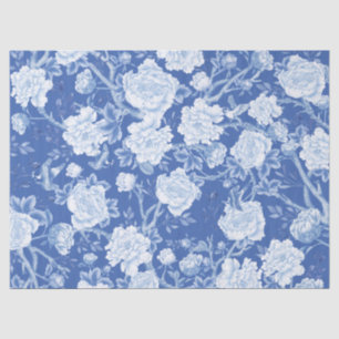 Papier Mousseline Blue Chinoiserie Porcelain Floral Jardin Découpage