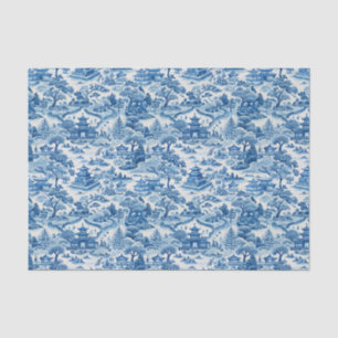 Papier Mousseline Blue Chinoiserie Porcelaine chinese