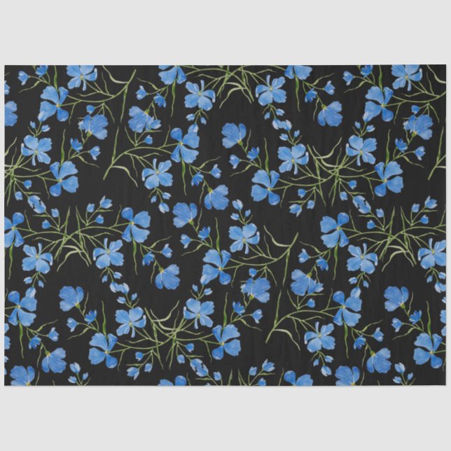 Papier Mousseline Blue Cosmos Flowers (Recto)