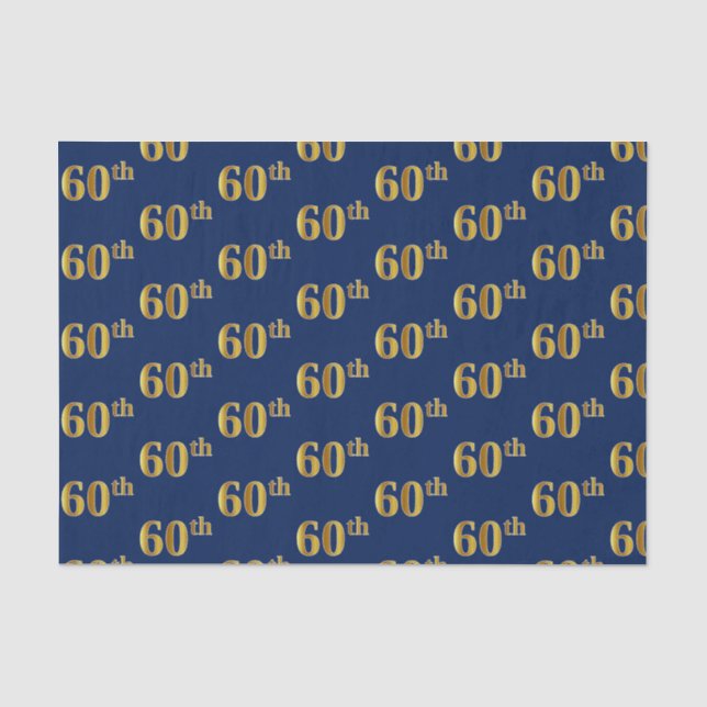 Papier Mousseline Blue, Faux Gold 60e (Soixantième) Event Tissue Pap (Recto)