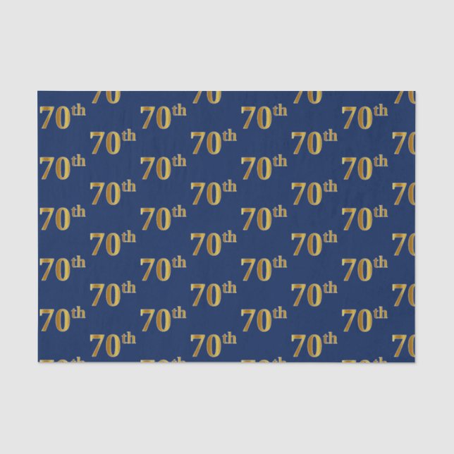 Papier Mousseline Blue, Faux Gold 70th (Seveneth) (Recto)