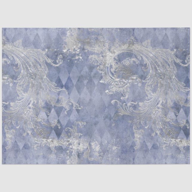 Papier Mousseline Blue Floral Skull Series Design 10 (Recto)