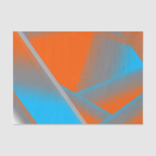 Papier Mousseline Blue Grey Orange Ombre Géométrique Art Abstrait