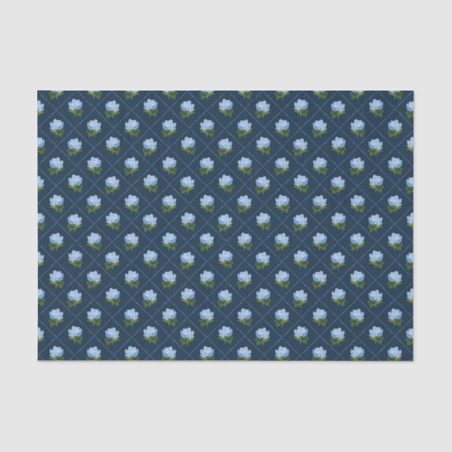 Papier Mousseline Blue Hydrangea Grand millénaire Navy (Recto)