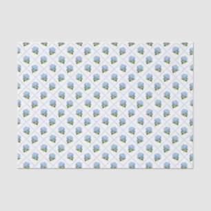 Papier Mousseline Blue Hydrangea Grandmillennial Bleu et blanc