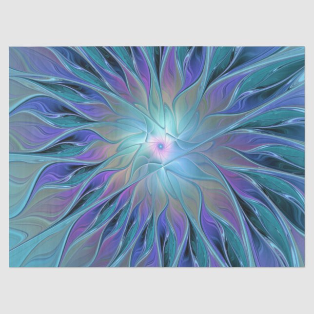 Papier Mousseline Blue Purple Flower Dream Abstrait Fractal Art (Recto)