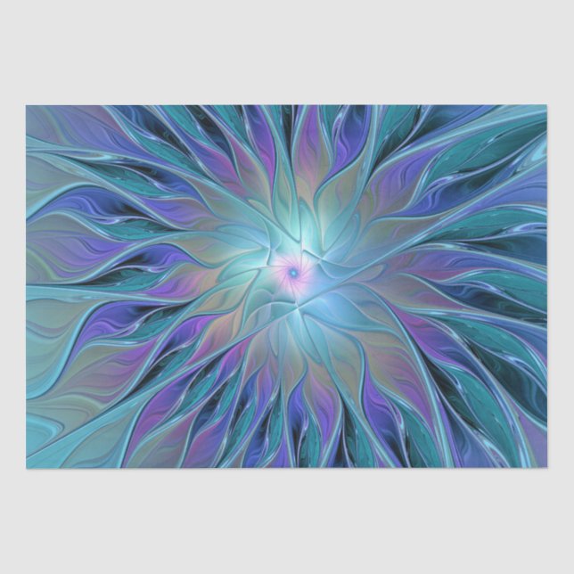 Papier Mousseline Blue Purple Flower Dream Abstrait Fractal Art (Recto)