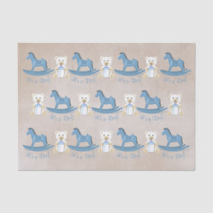 Papier Mousseline Blue Rocking Horse C'EST UN GARÇON !