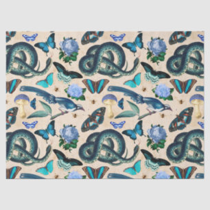 Papier Mousseline Blue Snakes Birds and Butterfly Decoupage