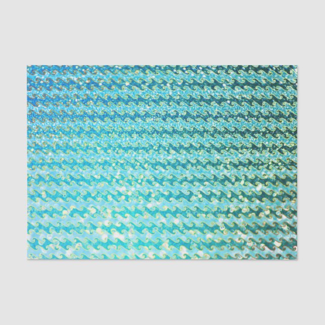 Papier Mousseline Blue Turquoise Étincelle Océan Mermaid Waves Motif (Recto)
