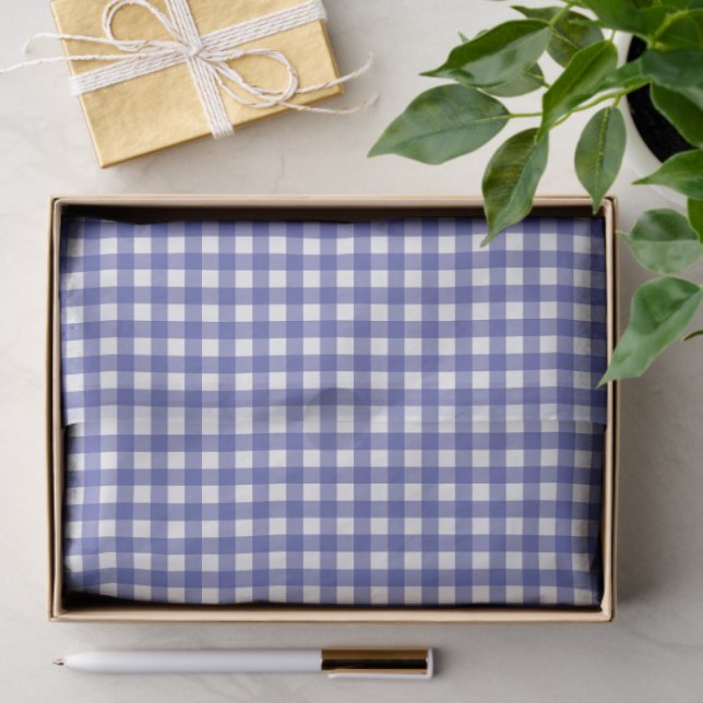 Papier Mousseline Blue White Gingham (Cadeau)