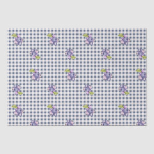 Papier Mousseline Blueberry Grey En vichy bleu