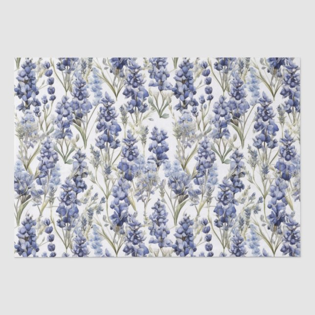 Papier Mousseline Bluebonnets Fleurs Bleu Aquarelle Fleurs sauvages (Recto)