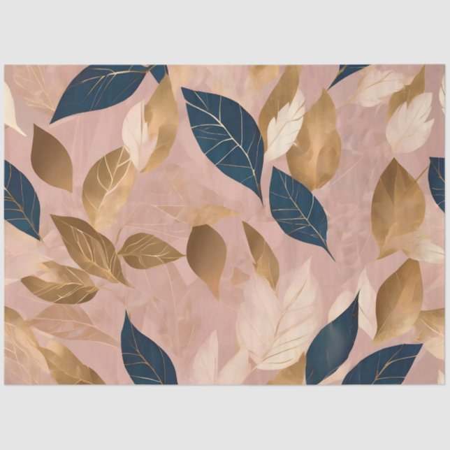 Papier Mousseline Blush Rose or Boho Feuilles Collection populaire (Recto)