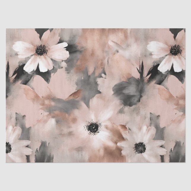 Papier Mousseline Blush Rose Pâle Fleur de Marguerite Florale (Recto)