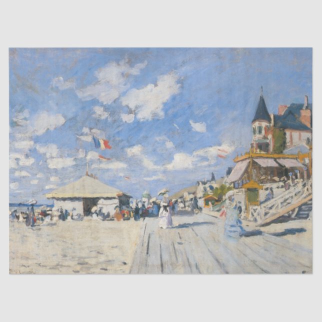 Papier Mousseline Boardwalk on the Beach à Trouville par Monet (Recto)