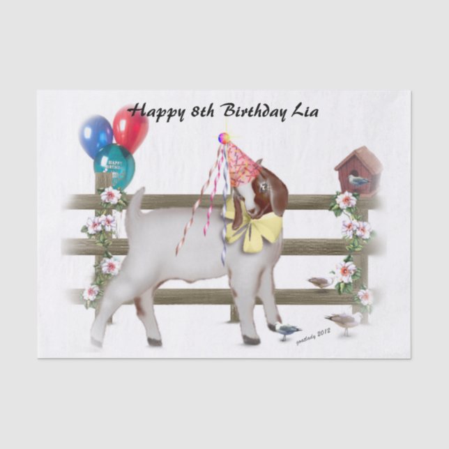 Papier Mousseline Boer Chèvre Anniversaire Tissu (Recto)
