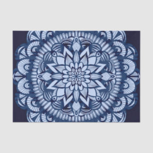 Papier Mousseline Bohemian Navy Blue Tie Dye Mandala