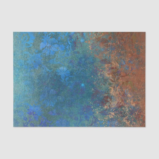 Papier Mousseline Boho Blue Cuivre Rustique (Recto)