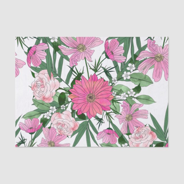 Papier Mousseline Boho chic jardin fleuri design (Recto)
