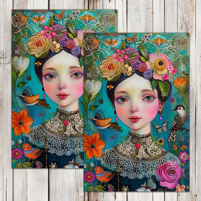 PAPIER MOUSSELINE BOHO DÉCOUPAGE POUR FILLES FLEURIS (BOHO FLOWER GIRL DECOUPAGE TISSUE PAPER)