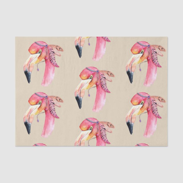 Papier Mousseline Boho Fiona Flamant rose papier (Recto)