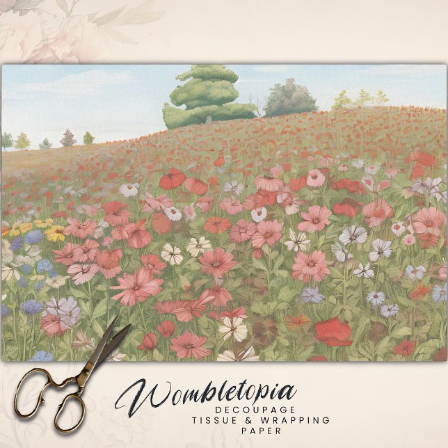 Papier Mousseline Boho Fleur sauvage rose Champs Découpage coloré (Créateur téléchargé)