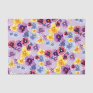 Papier Mousseline Boho Fleurs Colorées Pansy Violet Lavande Artisana