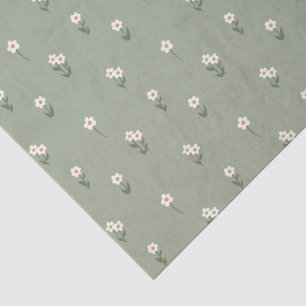 Papier Mousseline Boho Fleurs Sauvages Floral Ditsy Cottagecore Vert