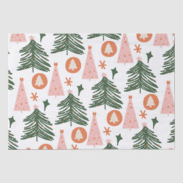 Papier Mousseline Boho Green Rose Orange Arbres de Noël