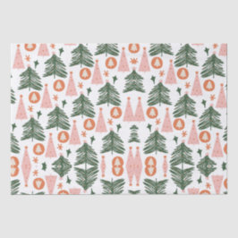 Papier Mousseline Boho Green Rose Orange Rustique Arbres de Noël