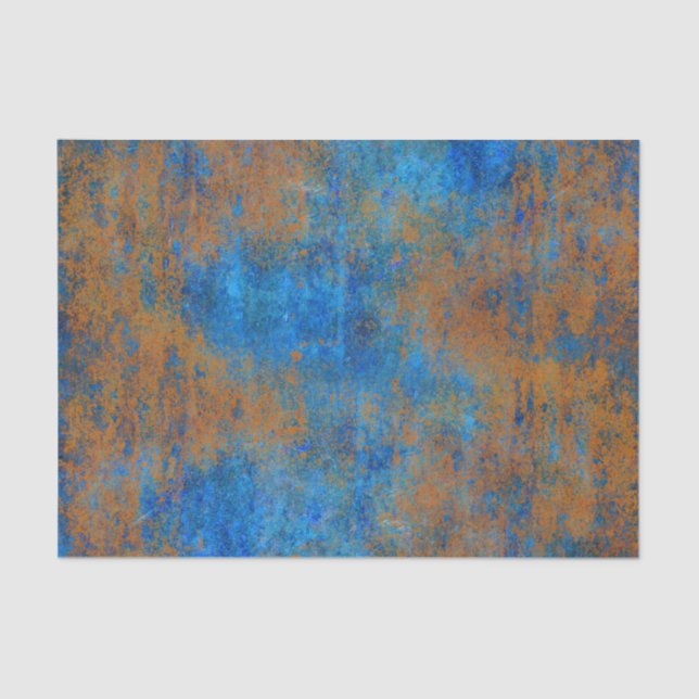 Papier Mousseline Boho Grunge Bleu Cuivre (Recto)