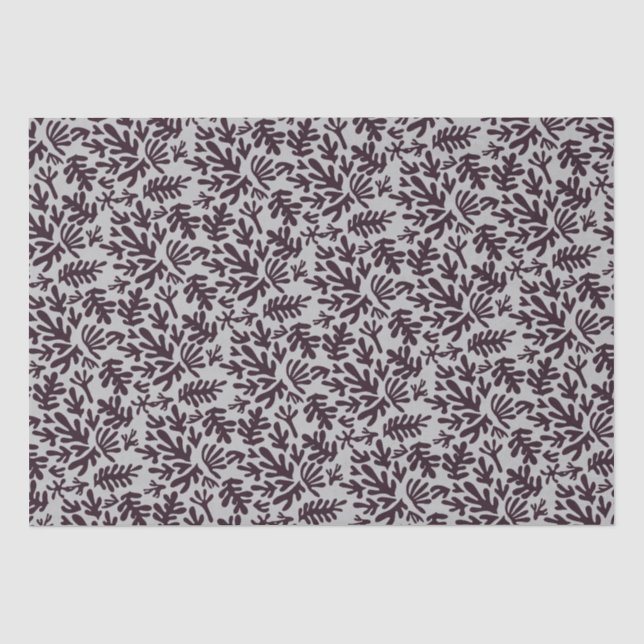 Papier Mousseline Boho Matisse Formes botaniques Motif gris noir (Recto)