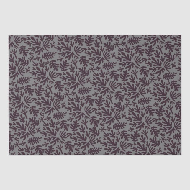 Papier Mousseline Boho Matisse Formes botaniques Motif gris noir (Recto)