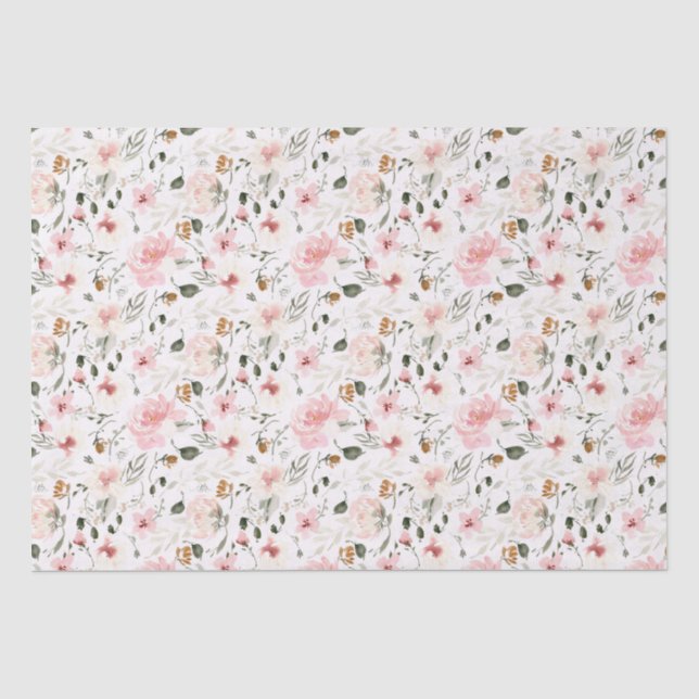 Papier Mousseline Boho moderne aquarelle florale (Recto)