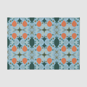 Papier Mousseline Boho Motif bleu diamant géométrique