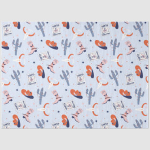 Papier Mousseline Boho Noël Occidental - Bleu