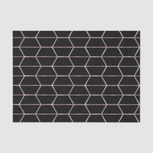 Papier Mousseline Boho noir géométrique à motifs hexagonaux glamour 