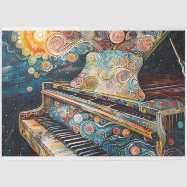 Papier Mousseline Boho Piano Peinture Découpage (Recto)