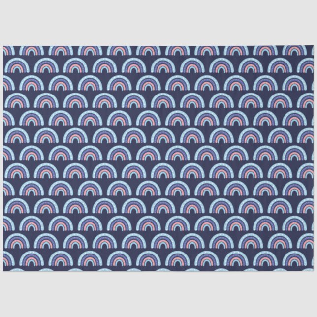 Papier Mousseline Boho Rainbow rose et bleu marine (Recto)