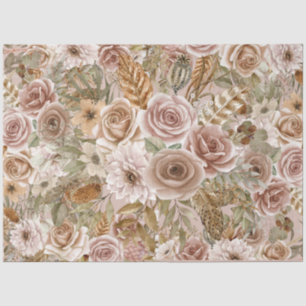 Papier Mousseline Boho Rustic Floral Decoupage Papier Tissu
